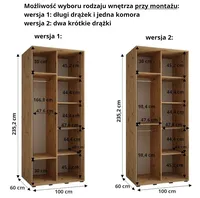 Skriňa s posuvnými dverami so zrkadlom Dakota 11 100 cm 60 cm hĺbky Sivá