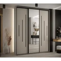 Skriňa s posuvnými dverami so zrkadlom Dakota 13 190 cm 45 cm hĺbky Sivá Čierna