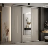 Skriňa s posuvnými dverami so zrkadlom Dakota 13 190 cm 45 cm hĺbky Sivá