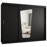 Skriňa s posuvnými dverami so zrkadlom Moka 250 cm Čierna