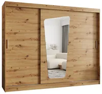 Skriňa s posuvnými dverami so zrkadlom Moka 250 cm Svetlohnedé drevo
