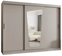 Skriňa s posuvnými dverami so zrkadlom Moka 250 cm Sivá