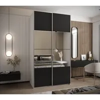 Skriňa s posuvnými dverami so zrkadlom Lux 4 130 Biela Čierna