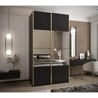 Skriňa s posuvnými dverami so zrkadlom Lux 4 130 Čierna