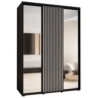 Skriňa s posuvnými dverami so zrkadlom Lanko 2 180 45 cm hĺbky Biela Čierna