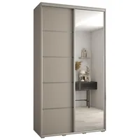 Skriňa s posuvnými dverami so zrkadlom Dakota 5 130 cm 45 cm hĺbky Sivá