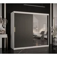 Skriňa s posuvnými dverami so zrkadlom Riflo Wave 2 200 cm Biela Čierna