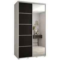 Skriňa s posuvnými dverami so zrkadlom Davos 5 130 cm 60 cm hĺbky Biela Čierna
