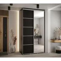 Skriňa s posuvnými dverami so zrkadlom Davos 5 130 cm 60 cm hĺbky Čierna