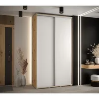 Skriňa s posuvnými dverami Davos 1 130 cm 45 cm hĺbky Svetlohnedé drevo Biela