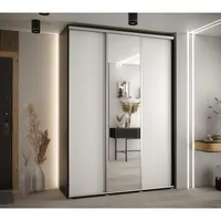 Skriňa s posuvnými dverami so zrkadlom vysoká Davos 3 170 hĺbka 45 cm Biela Čierna