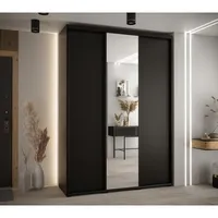 Skriňa s posuvnými dverami so zrkadlom vysoká Davos 3 170 hĺbka 45 cm Čierna