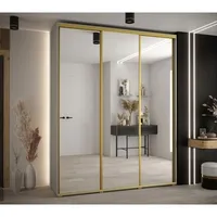 Skriňa s posuvnými dverami so zrkadlom Dakota 2 190 cm 60 cm hĺbky Sivá Žltá