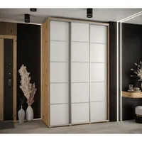 Skriňa s posuvnými dverami Davos 4 160 cm 60 cm hĺbky Svetlohnedé drevo Biela