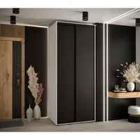 Skriňa s posuvnými dverami Davos 1 110 cm 60 cm hĺbky Biela Čierna
