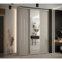 Skriňa s posuvnými dverami so zrkadlom Dakota 9 180 60 cm hĺbky Sivá
