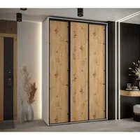 Skriňa s posuvnými dverami Davos 1 150 cm 45 cm hĺbky Svetlohnedé drevo Biela Čierna