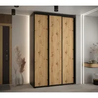 Skriňa s posuvnými dverami Davos 1 150 cm 45 cm hĺbky Svetlohnedé drevo Čierna