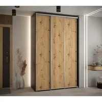 Skriňa s posuvnými dverami Davos 1 150 cm 45 cm hĺbky Svetlohnedé drevo Čierna
