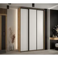 Skriňa s posuvnými dverami Davos 1 150 cm 45 cm hĺbky Svetlohnedé drevo Biela