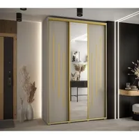 Skriňa s posuvnými dverami so zrkadlom Dakota 9 160 cm 45 cm hĺbky Sivá Žltá