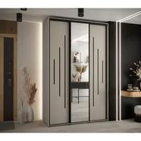Skriňa s posuvnými dverami so zrkadlom Dakota 13 150 60 cm hĺbky Sivá Čierna