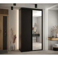 Skriňa s posuvnými dverami so zrkadlom 140 45 Cannes 3 Čierna