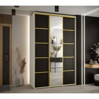 Skriňa s posuvnými dverami so zrkadlom Cannes 5 150 cm 45 cm hĺbky Biela Čierna
