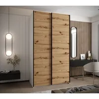 Skriňa s posuvnými dverami Lux 1 130 Svetlohnedé drevo Biela Čierna