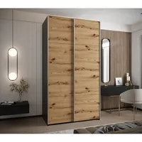 Skriňa s posuvnými dverami Lux 1 130 Svetlohnedé drevo Čierna