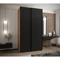 Skriňa s posuvnými dverami Lux 1 130 Svetlohnedé drevo Čierna