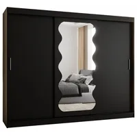 Skriňa s posuvnými dverami so zrkadlom Spoti 250 cm Čierna