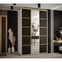 Skriňa s posuvnými dverami so zrkadlom Davos 5 160 cm 60 cm hĺbky Biela Čierna