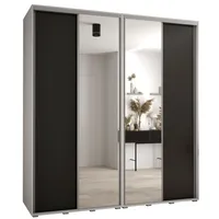 Skriňa s posuvnými dverami so zrkadlom vysoká Davos 3 220 hĺbka 60 cm Biela Čierna