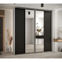 Skriňa s posuvnými dverami so zrkadlom vysoká Davos 3 220 hĺbka 60 cm Biela Čierna