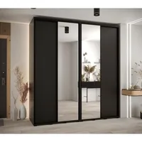 Skriňa s posuvnými dverami so zrkadlom vysoká Davos 3 220 hĺbka 60 cm Čierna