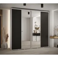 Skriňa s posuvnými dverami so zrkadlom vysoká Davos 3 250 hĺbka 45 cm Biela Čierna