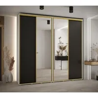 Skriňa s posuvnými dverami so zrkadlom vysoká Davos 3 250 hĺbka 45 cm Biela Čierna