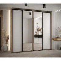 Skriňa s posuvnými dverami so zrkadlom vysoká Davos 3 250 hĺbka 45 cm Svetlohnedé drevo Biela