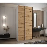 Skriňa s posuvnými dverami Lux 1 110 Svetlohnedé drevo Biela Čierna