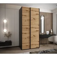 Skriňa s posuvnými dverami Lux 1 110 Svetlohnedé drevo Čierna