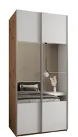 Skriňa s posuvnými dverami so zrkadlom Lux 4 120 Svetlohnedé drevo Biela