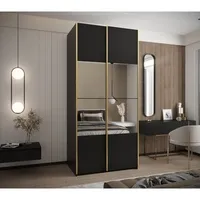 Skriňa s posuvnými dverami so zrkadlom Lux 4 120 Čierna