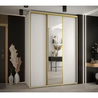 Skriňa s posuvnými dverami so zrkadlom vysoká Davos 3 170 hĺbka 60 cm Biela