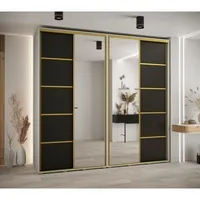 Skriňa s posuvnými dverami so zrkadlom Davos 5 250 45 cm hĺbky Biela Čierna