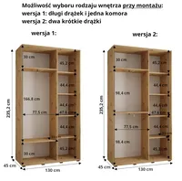 Skriňa s posuvnými dverami Dakota 10 130 cm 45 cm hĺbky Sivá