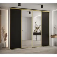 Skriňa s posuvnými dverami so zrkadlom vysoká Davos 3 270 hĺbka 60 cm Biela Čierna