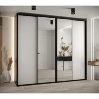 Skriňa s posuvnými dverami so zrkadlom vysoká Davos 3 270 hĺbka 60 cm Biela Čierna