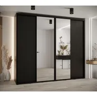 Skriňa s posuvnými dverami so zrkadlom vysoká Davos 3 270 hĺbka 60 cm Čierna