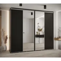 Skriňa s posuvnými dverami so zrkadlom vysoká Davos 3 270 hĺbka 60 cm Čierna